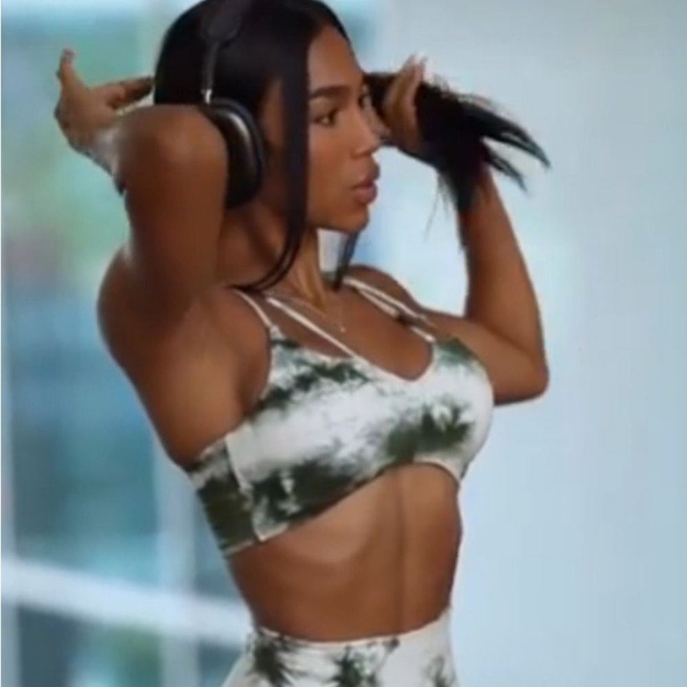 Green tie dye sports bra